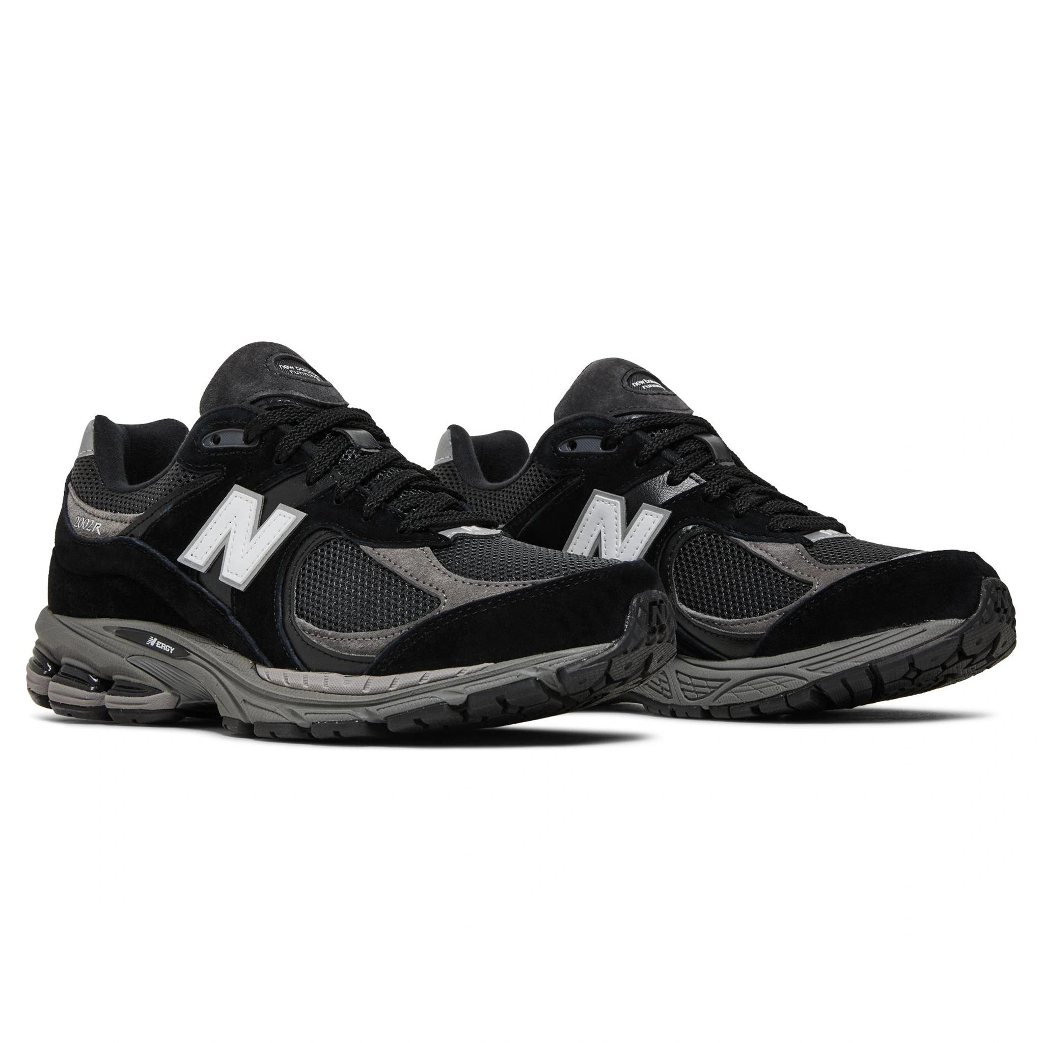 Front side view of New Balance 2002R Black Dark Grey White M2002RR1